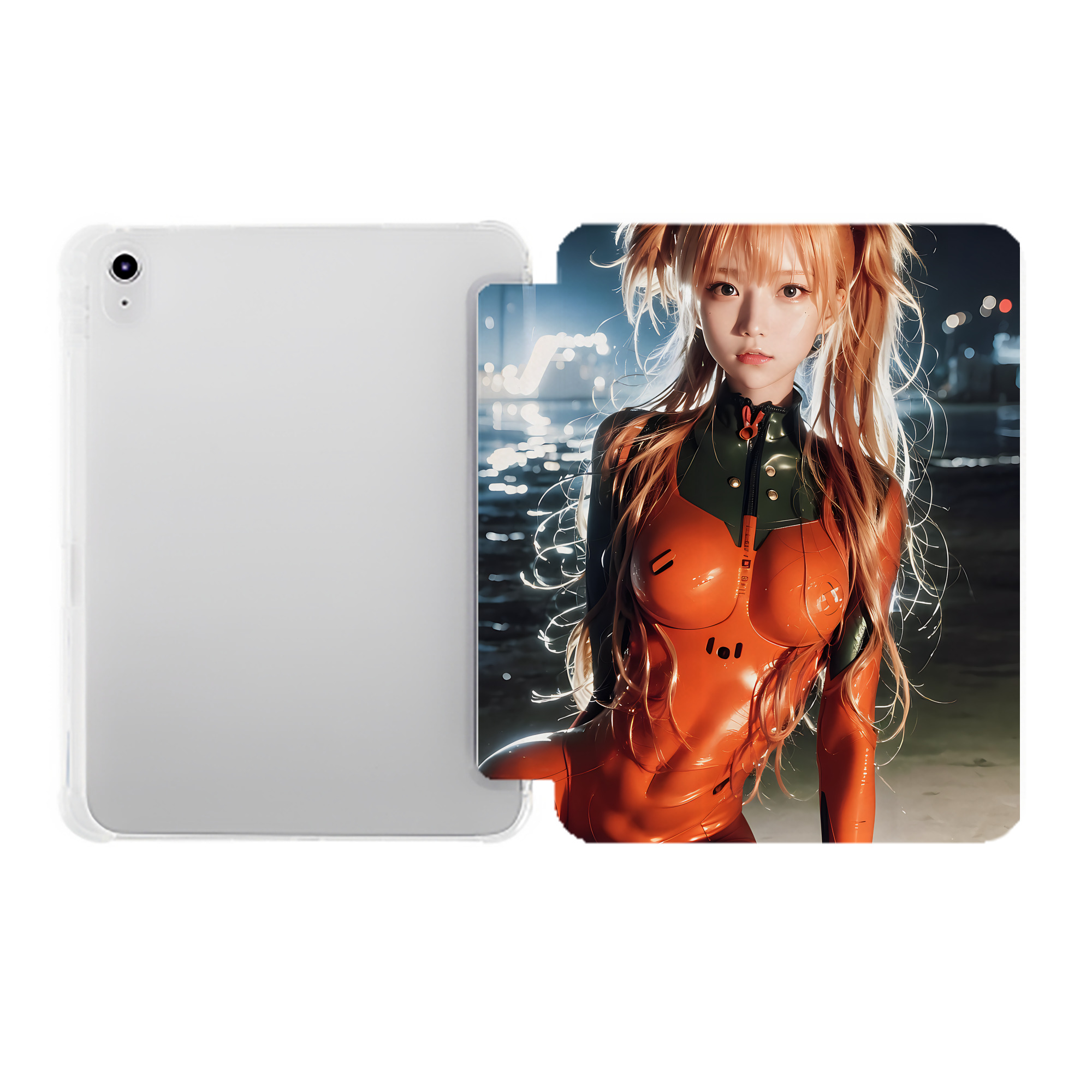 （画像用） EVA 新世紀エヴァンゲリオン IPad ケース ペン収納付き 三つ折りスタンド PUレザー×シリコン 対応機種9.5/10.5/10.9インチ